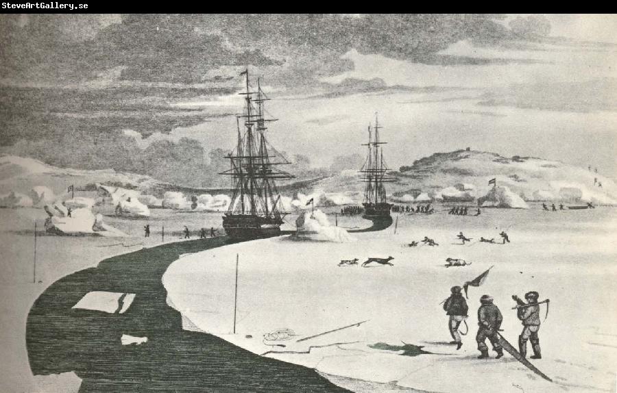 william r clark parrys fartyg tar sig fram genom isen under hans tredje forsok attfinna nordvastpassagen 1824